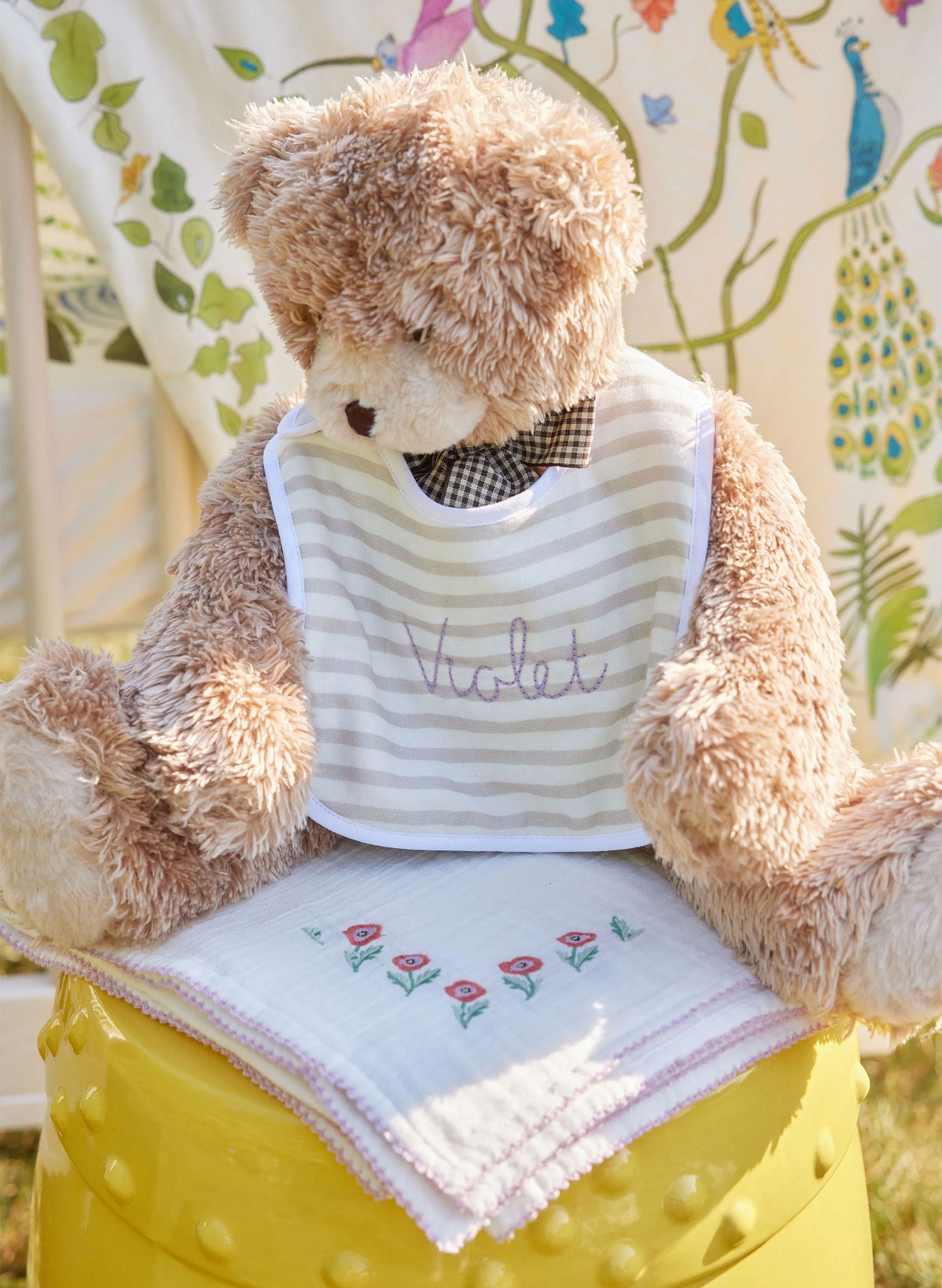 Sand & White Striped Bib