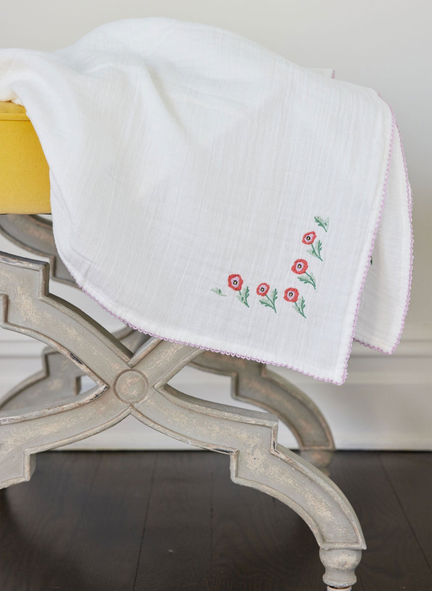 Poppy Embroidered Shawl Blanket