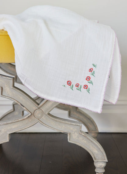 Poppy Embroidered Shawl Blanket