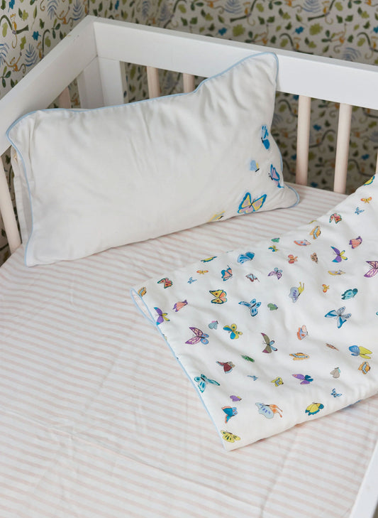 Pink & White Striped Crib Sheet