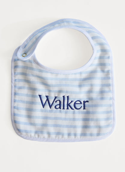 Baby Classic Bib - Blue & White Stripe