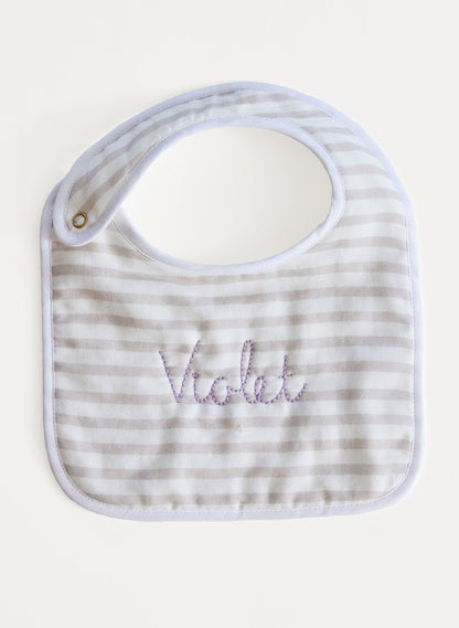 Sand & White Striped Bib