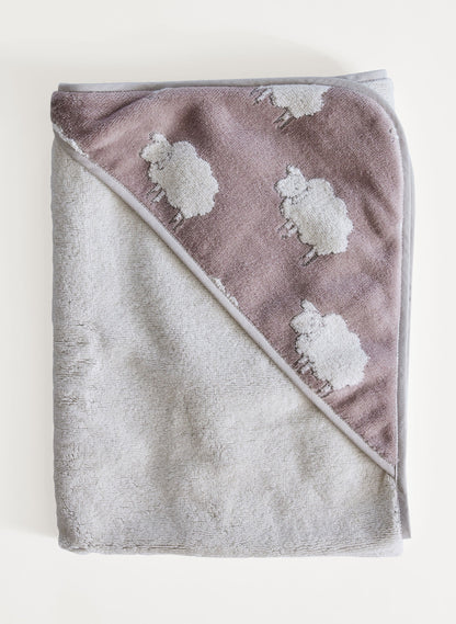 Hooded Bath Towel - Sweet Sheep Jacquard