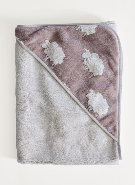 Hooded Bath Towel - Sweet Sheep Jacquard