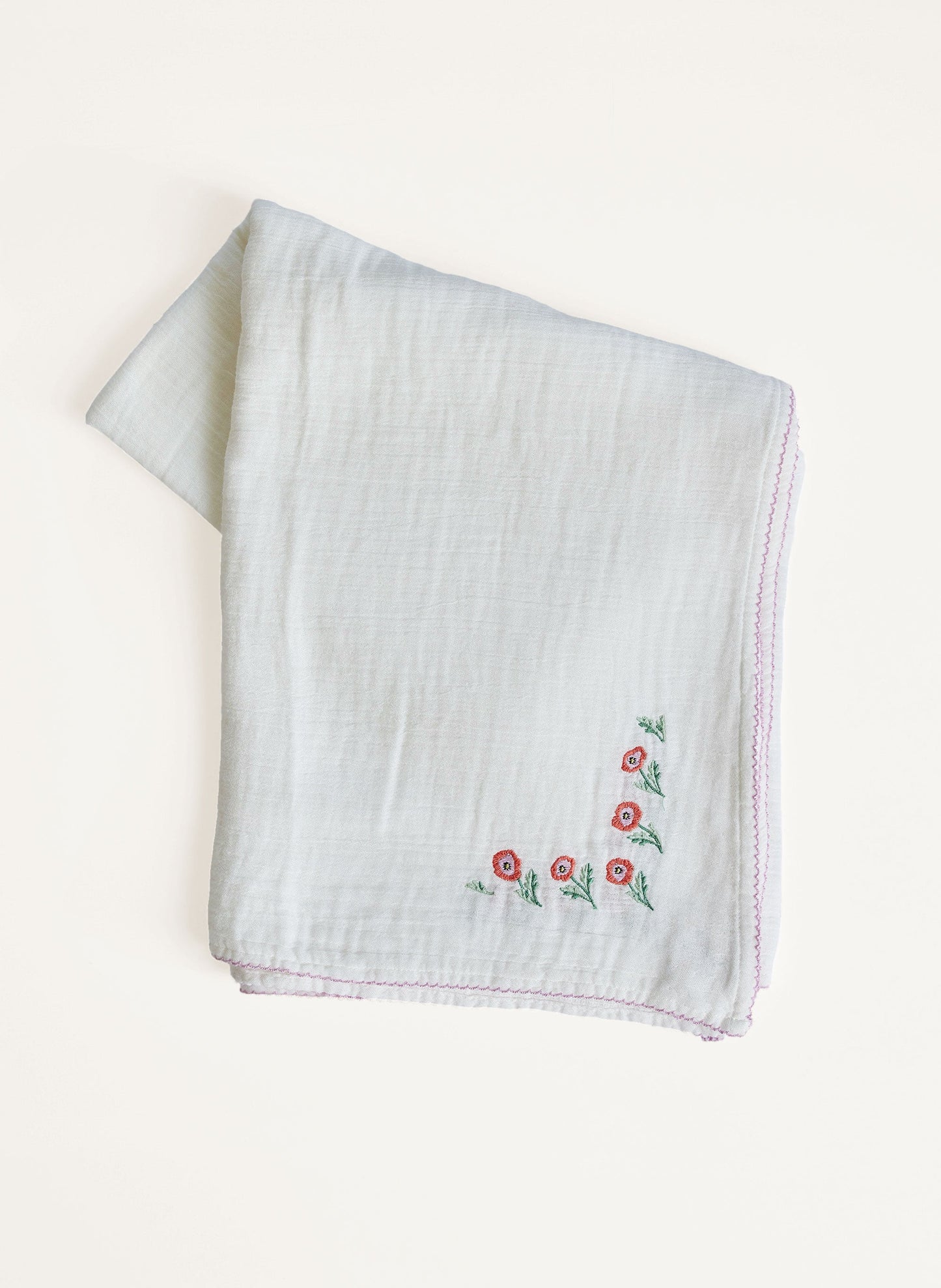 Poppy Embroidered Shawl Blanket