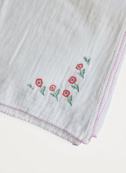 Poppy Embroidered Shawl Blanket
