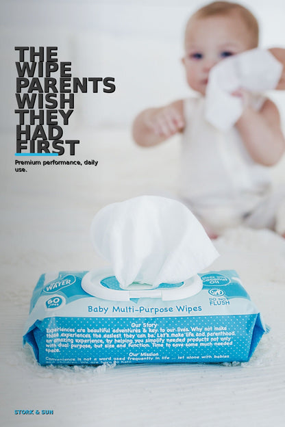 Stork & Sun PFAS-Free Baby Wipes — 16 Pack (960ct) | 3-Month Supply | Best Value