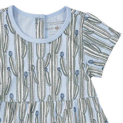 Bamboo Blend Short Sleeve Twirly Tee Dress - Blooming Saguaro
