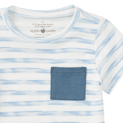 Bamboo Blend Short Sleeve Pocket Tee – Breezy Bay Stripe