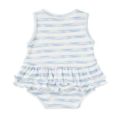 Bamboo Blend Skirted Romper - Breezy Bay Stripe