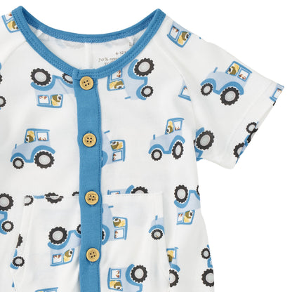 Bamboo Blend Short Sleeve Henley Romper – Farmyard Cruisers