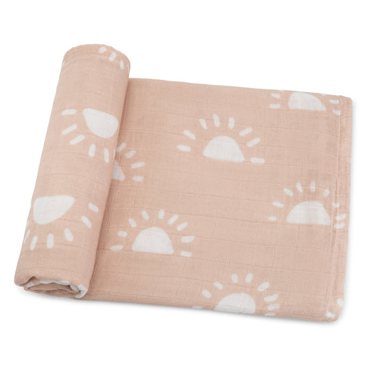 Muslin Swaddle Blanket, 47” x 47” in Blush Sun, 1 Pack