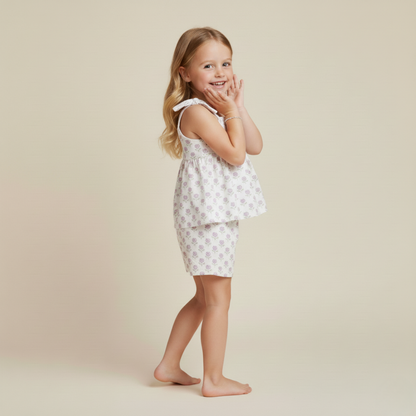 Organic Tie Up Top & Shorts Set - Lavender