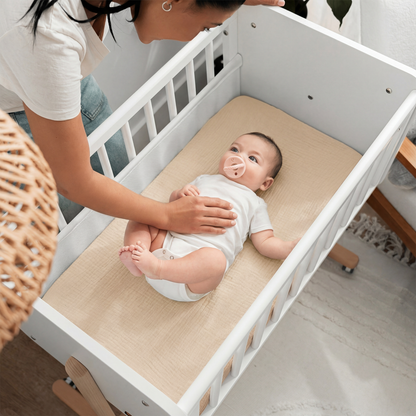 Muslin Cotton Bassinet Sheets, 2 Pack in Cedar and Cream