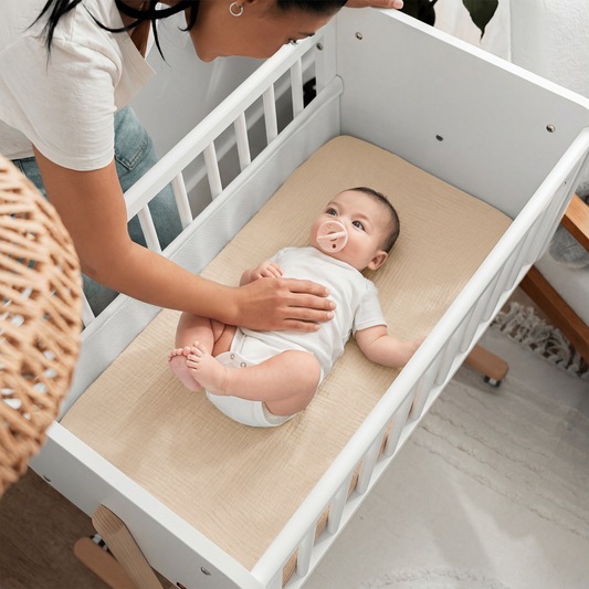 Muslin Cotton Bassinet Sheets, 2 Pack in Cedar and Cream