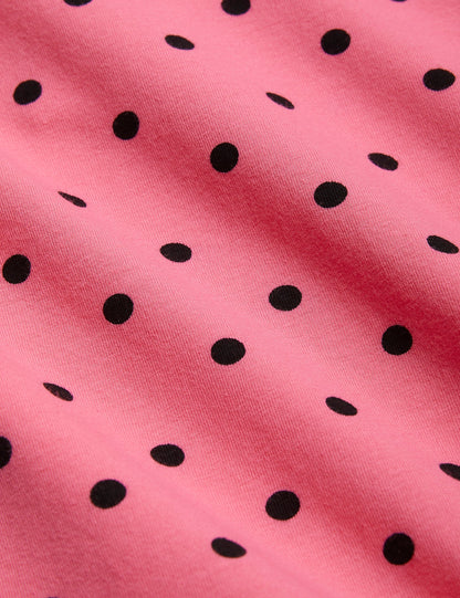 Pink Polka Dot Collar T-Shirt
