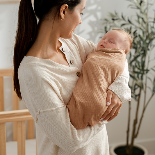 Muslin Swaddle Blankets Pack of 3, 42” x 42” in Sand, Cedar, Caramel