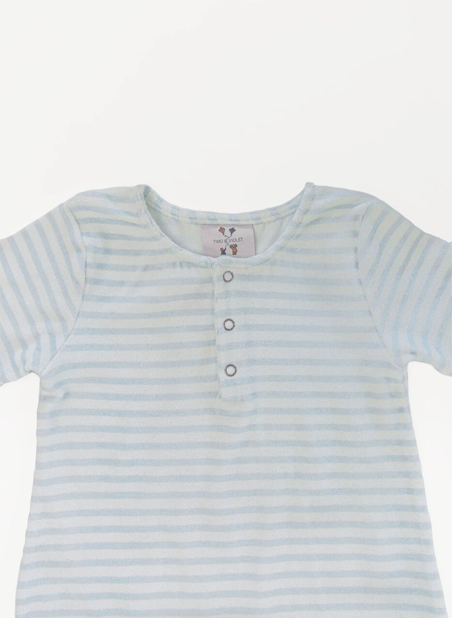Walker Terry Romper - Blue & White Stripe