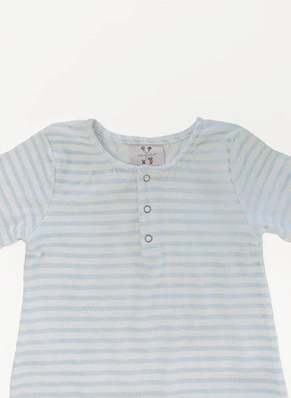 Walker Terry Romper - Blue & White Stripe