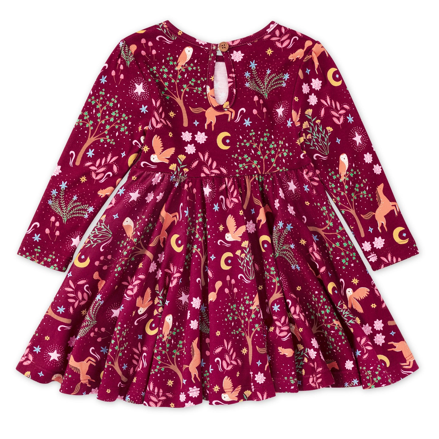 Bamboo Blend L/S Twirly Tee Dress - Woodland Dreams