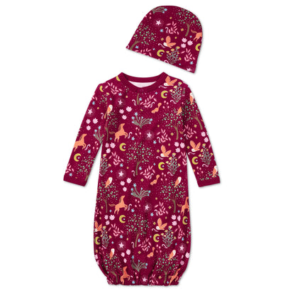 Bamboo Blend Hat & Sleepgown Set - Woodland Dreams