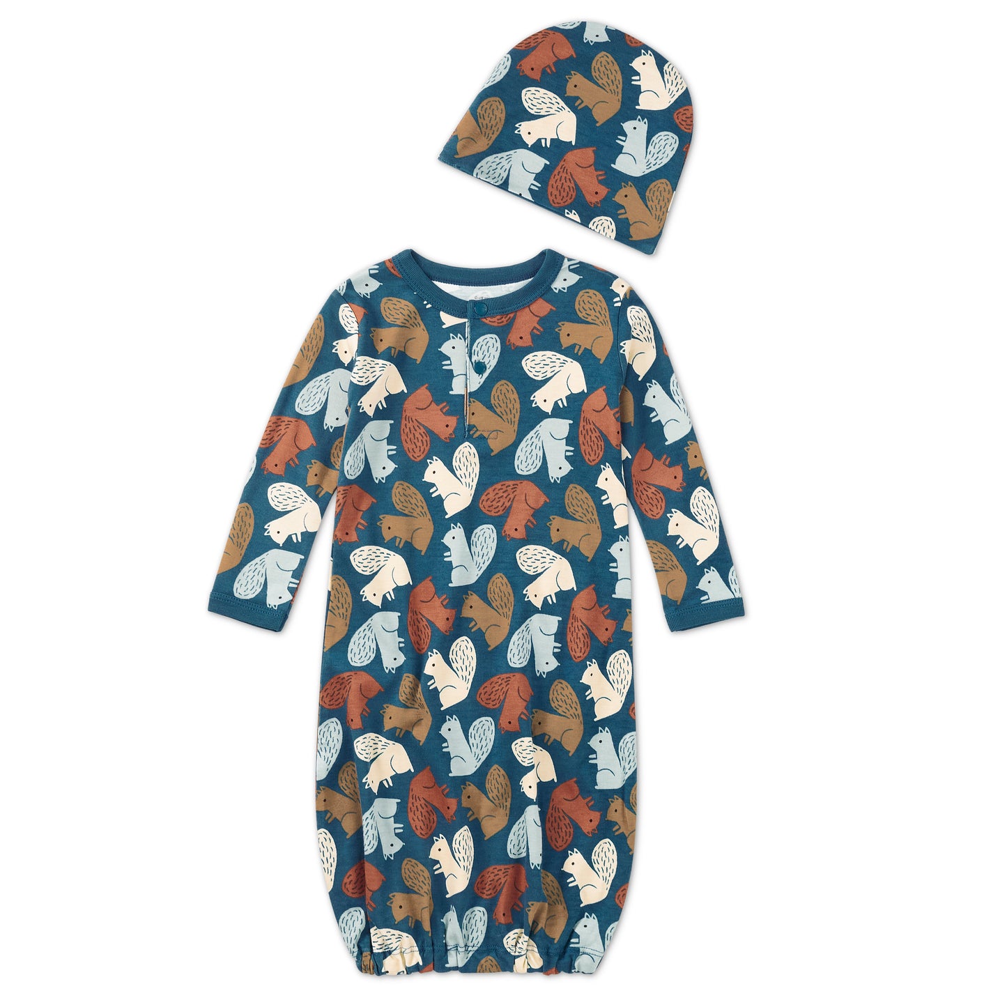 Bamboo Blend Hat & Sleepgown Set - Squirrel Scurry