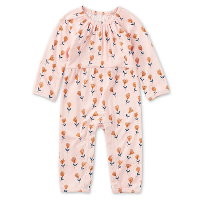 Bamboo Blend L/S Gathered Romper - Wild at Heart