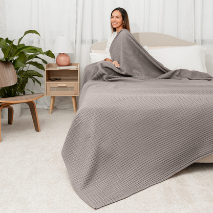 Adult Waffle Blankets in Charcoal