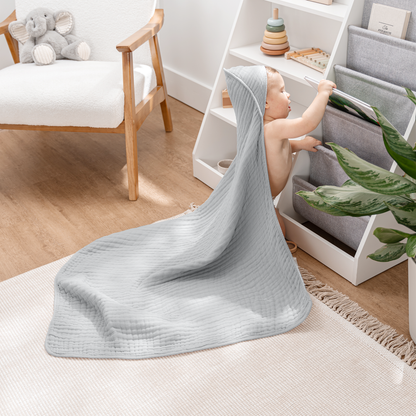 Baby Hooded Towels in Heather Blue