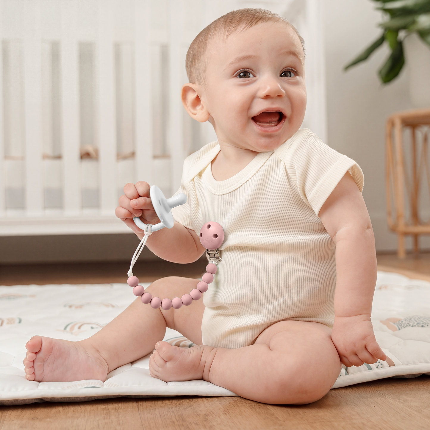 Pacifier Clips in  Blush and Mauve, 2 Pack