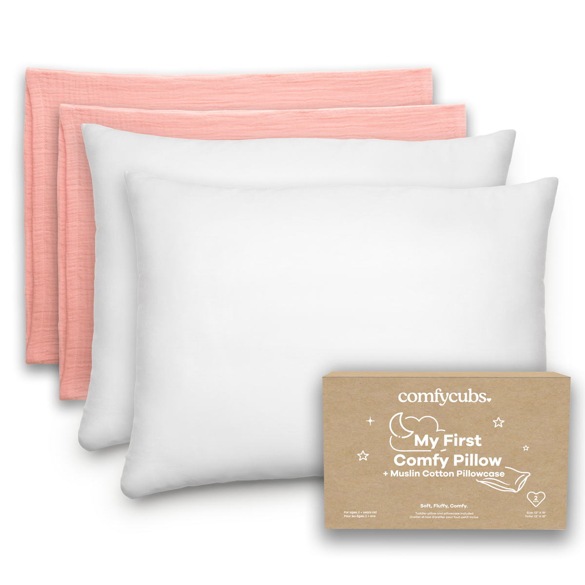 Toddler Pillows with Soft Muslin Pillow Case in Blush