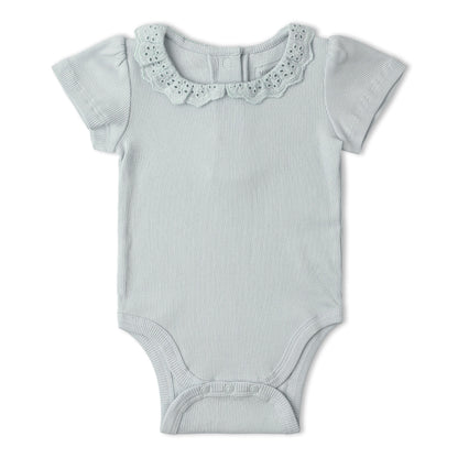 Organic Lace Collar Onesie & Tights Set - Fog