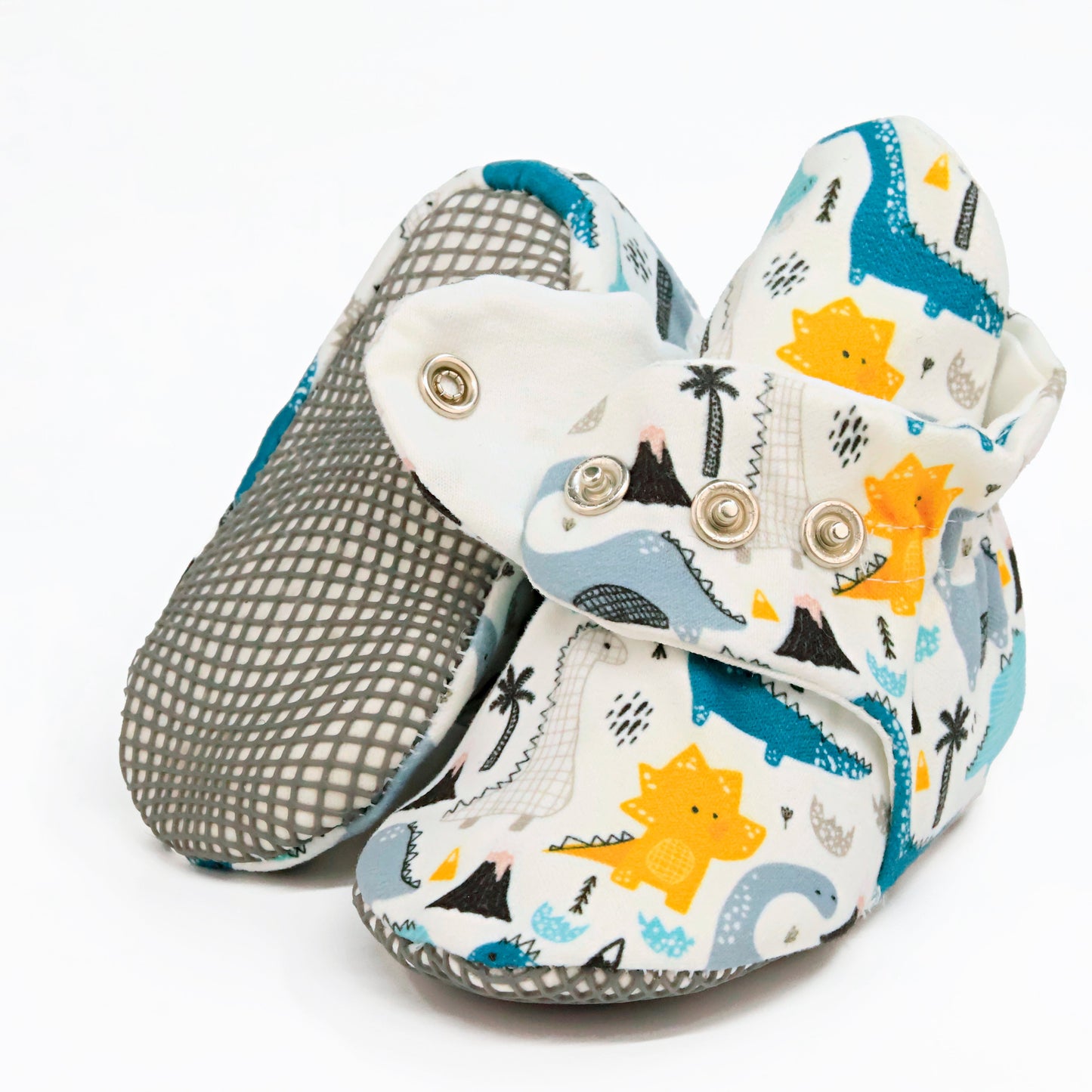 Organic Cotton Baby Booties, Non-Slip Sole, Cotton Newborn Booties Home Nursery Shoes, Dinosaur