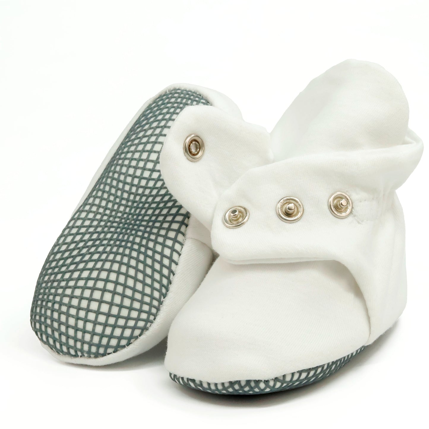 Organic Cotton Baby Booties, Non-Slip Sole, Cotton Newborn Booties Home Nursery Shoes, White