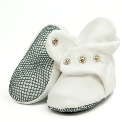 Organic Cotton Baby Booties, Non-Slip Sole, Cotton Newborn Booties Home Nursery Shoes, White