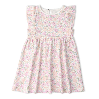 Organic Flutter Dress - Peony