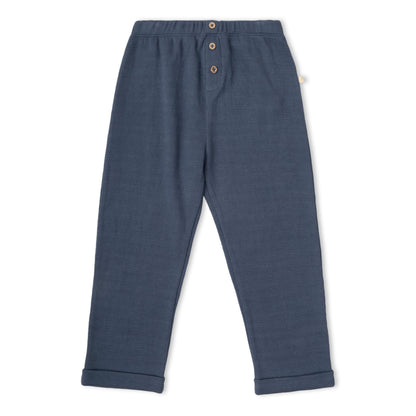 Organic Tee & Foldover Pants Set - Midnight Check
