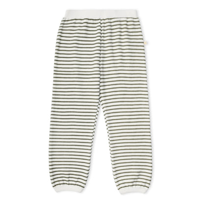 Organic Tee & Pant Slouch Set - Olive Stripes