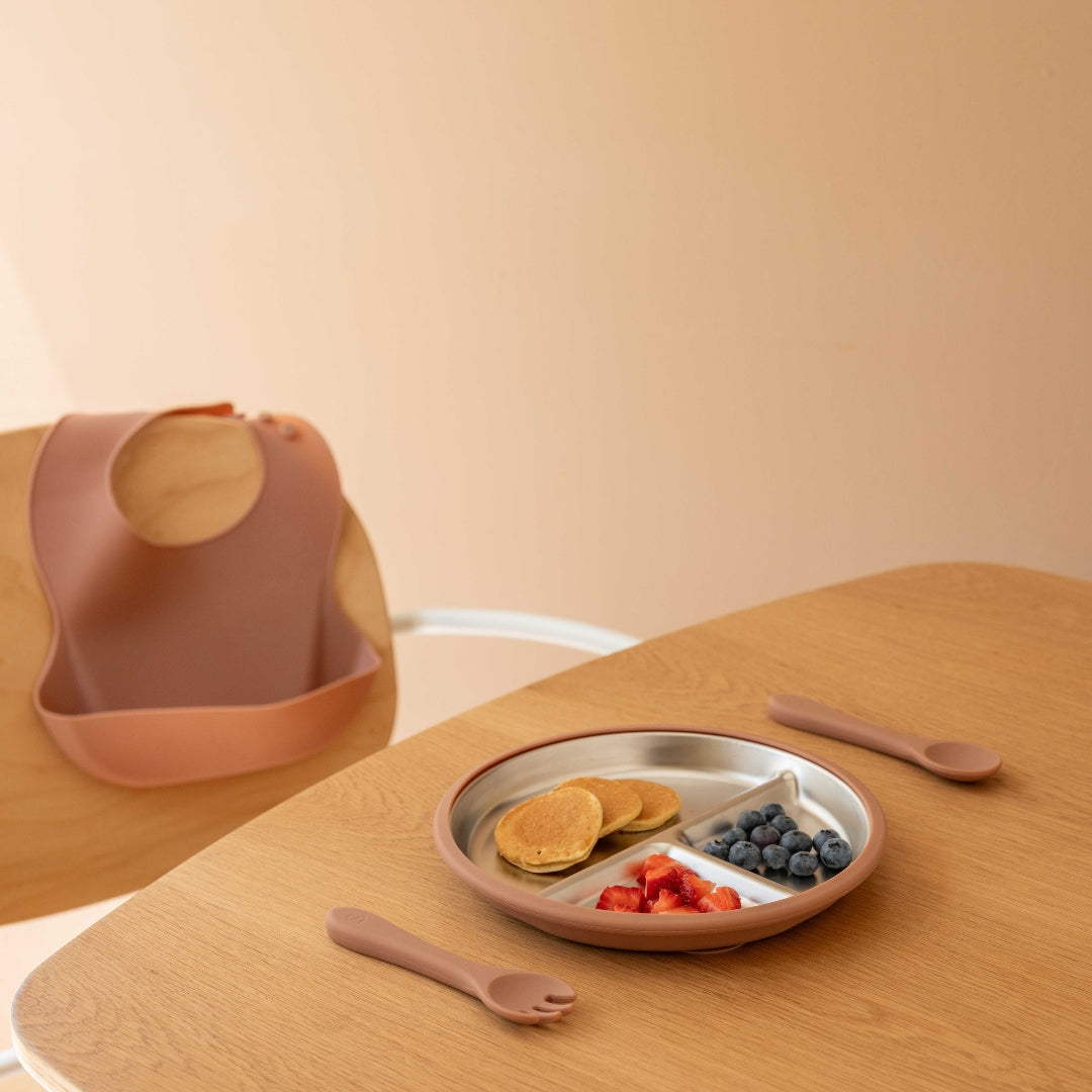Stainless Steel Baby Feeding Set 6+ Months - Mocha Mousse
