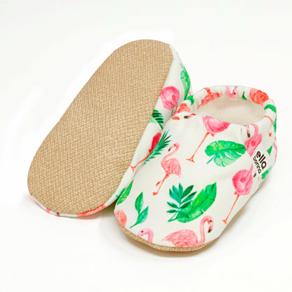 Ella Bonna Non-Slip Sole Flamingo Patterned Baby Booties, Home Boot Slippers Nursery Shoes