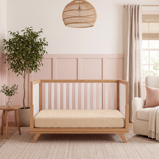 Muslin Fitted Crib Sheets, 2 Pack in Fern and Cream