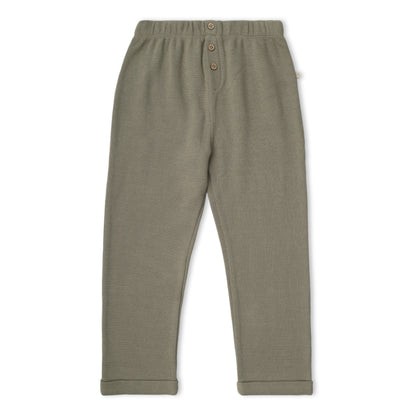 Organic Tee & Foldover Pants Set - Olive Stripes