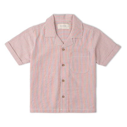 Organic Shirt & Shorts Set - Coral Stripes