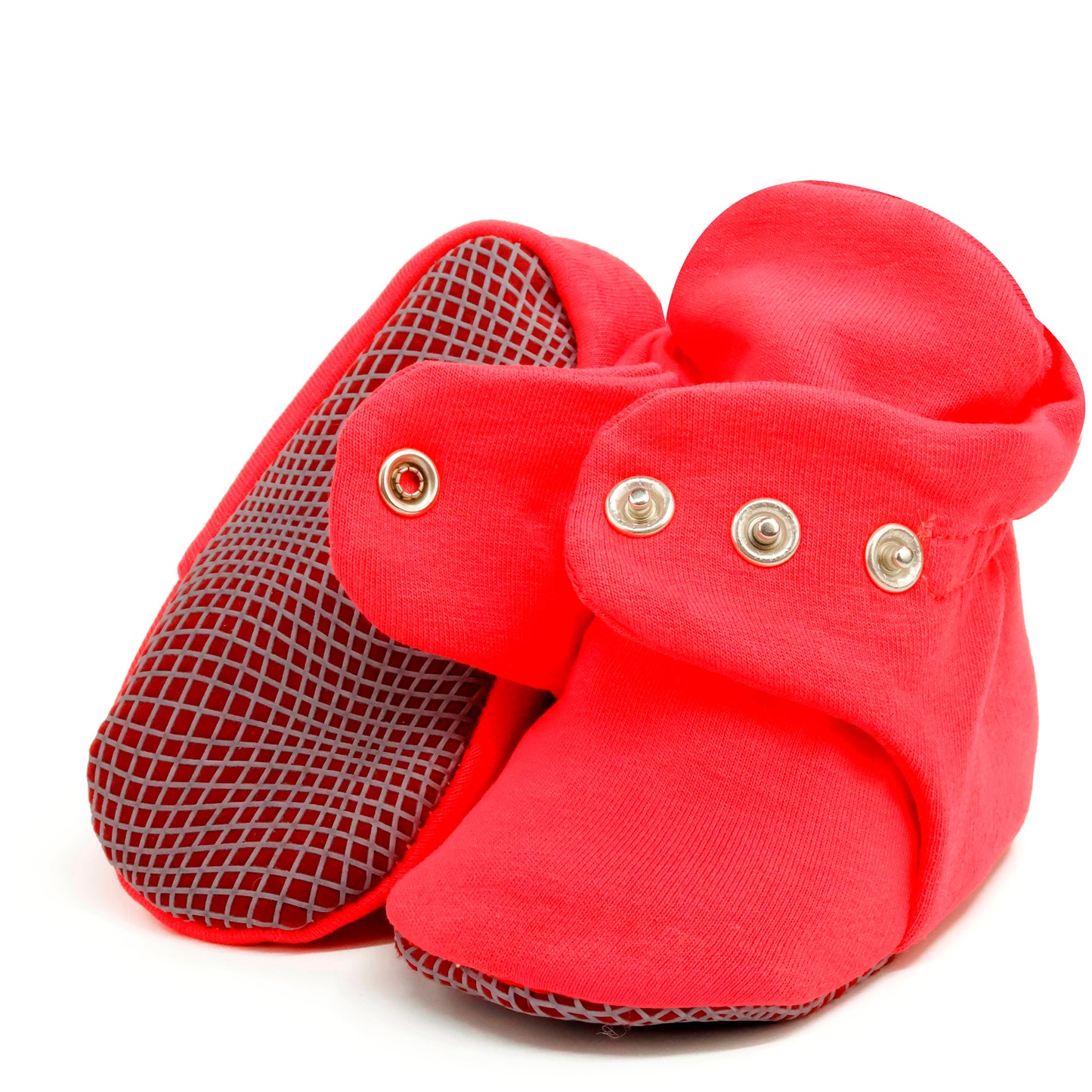 Organic Cotton Baby Booties, Non-Slip Sole, Cotton Newborn Booties Home Nursery Shoes, Vermilon