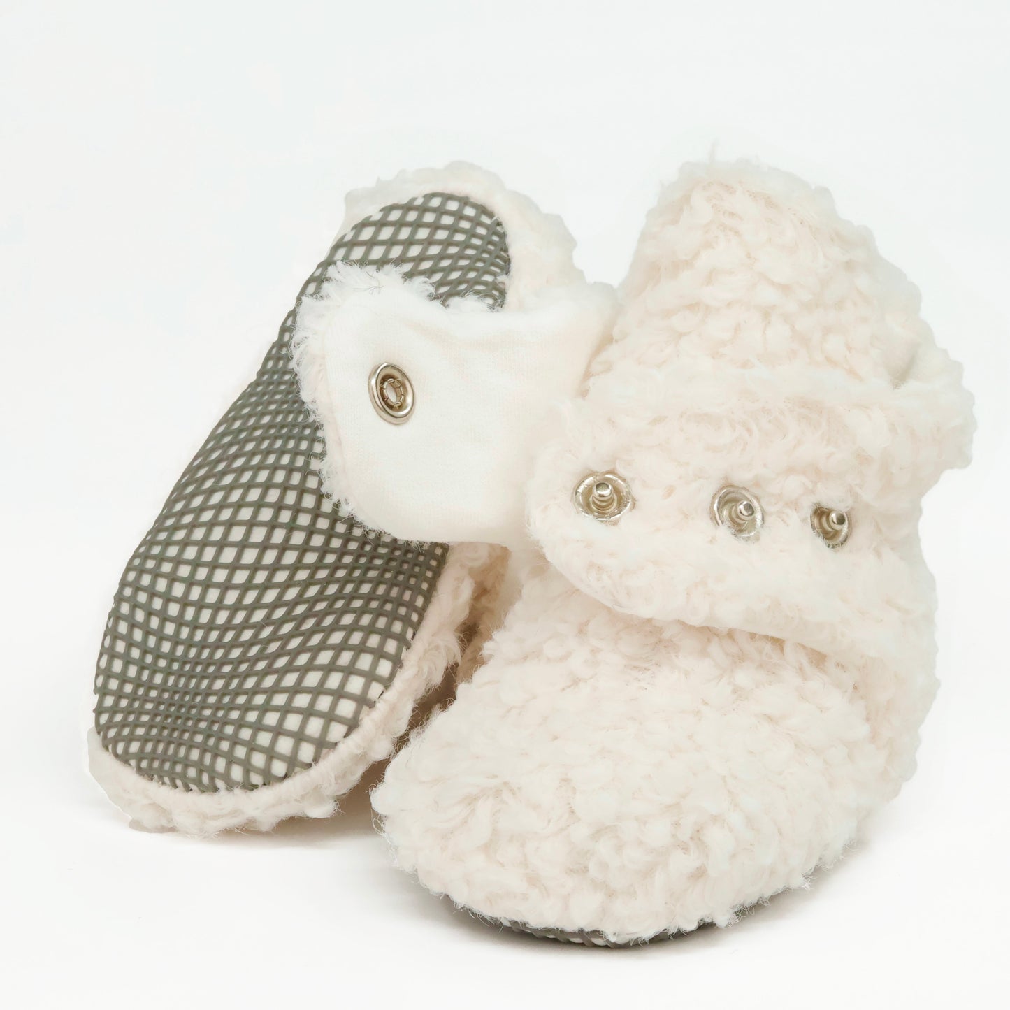 Non-Slip Sole, Organic Cotton Inner Lining,Newborn Shoes ,Tedy Booties, Off White Baby Booties