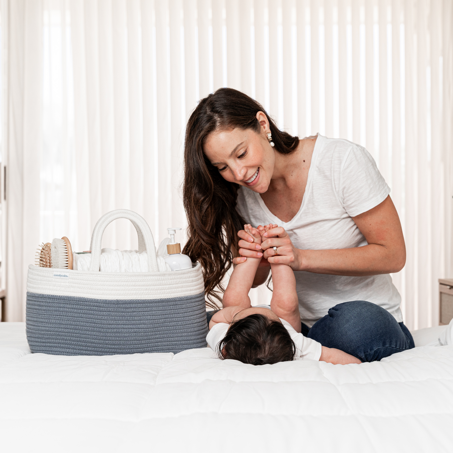 Rope Diaper Caddy in Pacific Blue