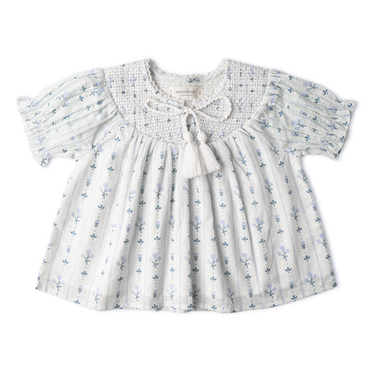 Organic Smocked Top & Shorts Set - Blue Vines