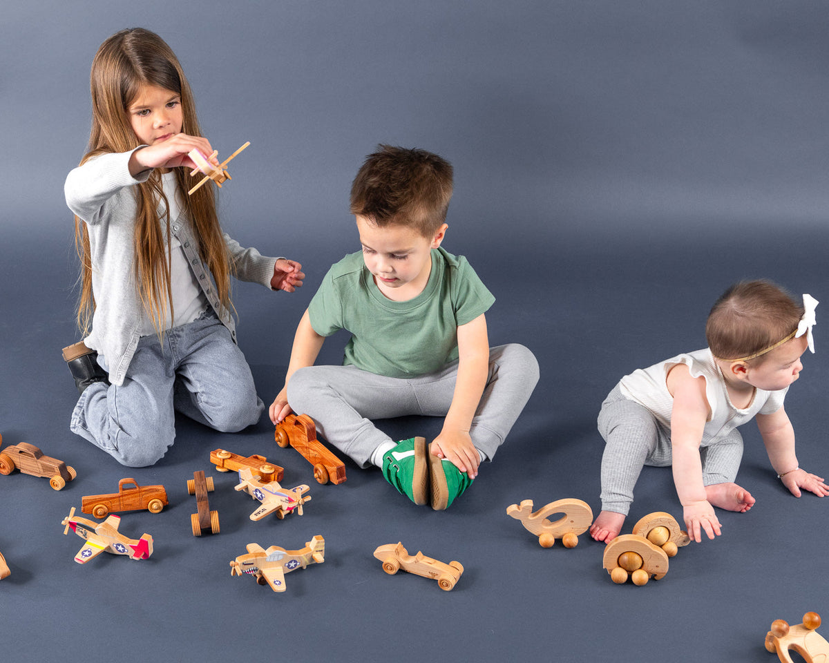 WWII Classic P-51 Mustang Wooden Toy Airplane Betty Pinup | Educational Montessori | Eco-Friendly Hardwood | Made in the USA 🇺🇸