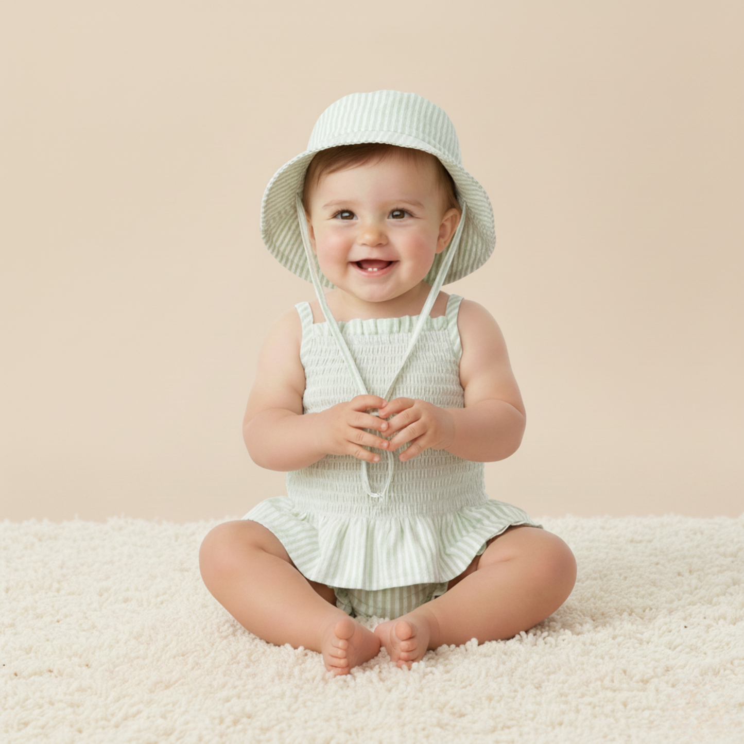 Organic Bucket Sun Hat - Basil Stripes