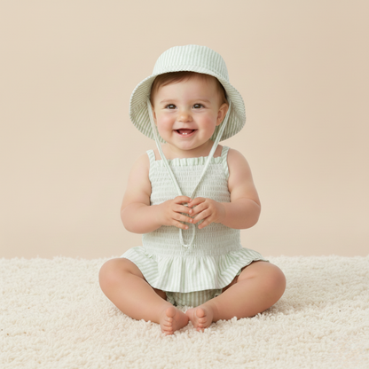 Organic Bucket Sun Hat - Basil Stripes